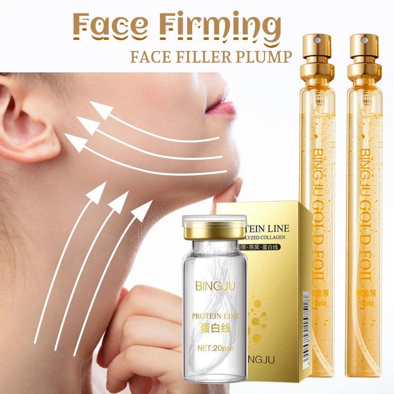 Protein Thread Lifting Set Fade Fine Lines Wrinkle Firming Smoothing Collagen Thread Anti-Aging Serum Skin Care