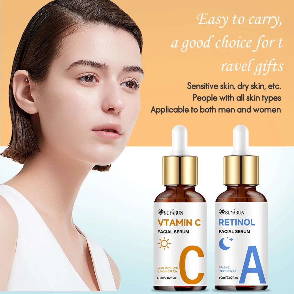 SUYARUN Premium Vitamin C + Retinol Serum for Face - Anti-Aging Brightening Skin Care, Dark Spot Corrector.