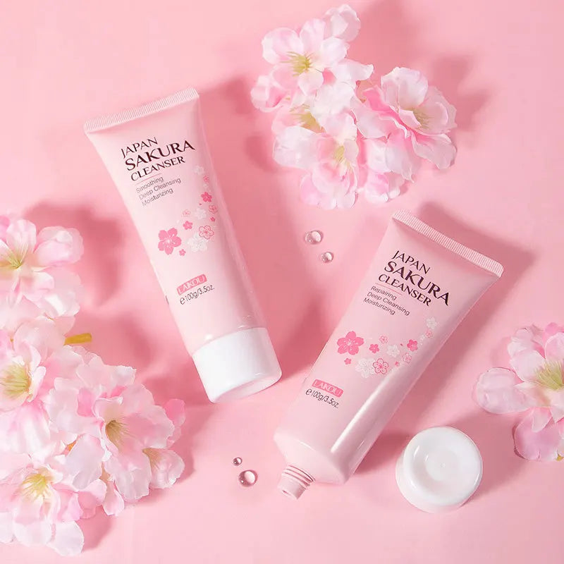 Japan Sakura Cleanser 100g Deep to Remove Dirt Oil and Make-up, with Prunus Lannesiana Flower Extract Moisturizing Heal Dry Skin