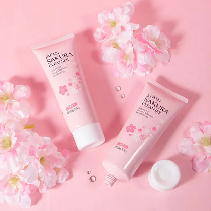 Japan Sakura Cleanser 100g Deep to Remove Dirt Oil and Make-up, with Prunus Lannesiana Flower Extract Moisturizing Heal Dry Skin