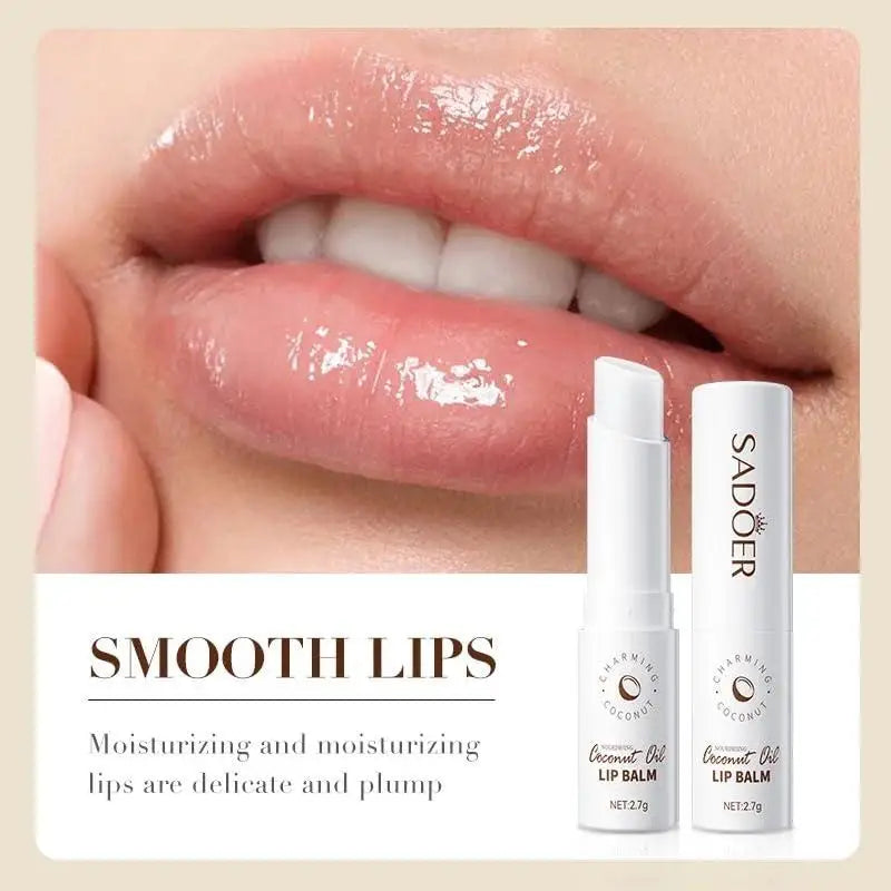 SADOER Coconut Oil Moisturizing Lip Balm Long-Lasting Nourishing Lip Care, All-Day Hydrating, Soothing Relief Dry Cracked Lips