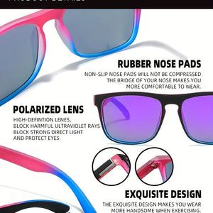 3Pcs Fantasy Gradient Mutipcolor Square Polarized Sunglasses AntiGlare UV400 Glasses Summer Party Driving Fishing Christmas Gift