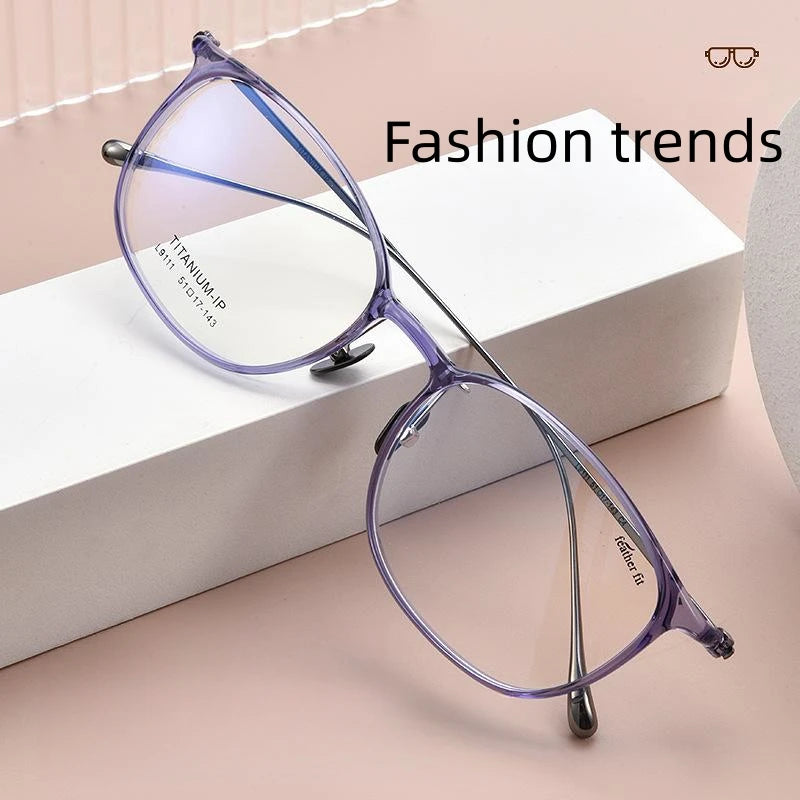 FIRADA Fashion Transparent Glasses Vintage Luxury Titanium Eyeglasses Ultra Light Prescription Eyewear Frame For Women L9111Y