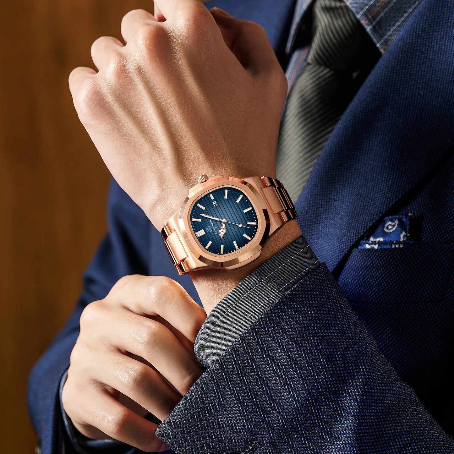 POEDAGAR Luxury Men's Quartz Watch - Waterproof Stainless Steel High Quality Fashion Clock with Date And Week Display Reloj+Box