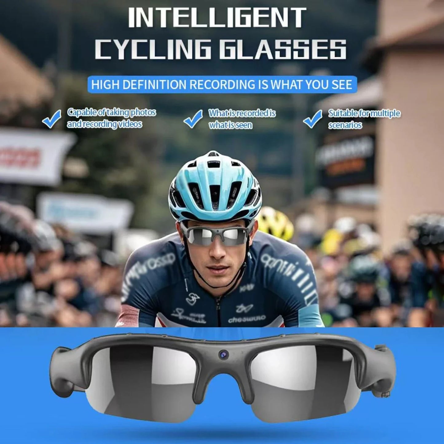 Smart Glasses WIFI 1080P Camera Outdoor Bicycle Motorcycle Security Protection Sunglasses Video Camera Polarized Lens Sports Cam