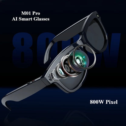800W Pixel Sunglasses M01Pro AI Smart Intelligent Translation Glasses, Object Recognition Voice Assistant, Call Music