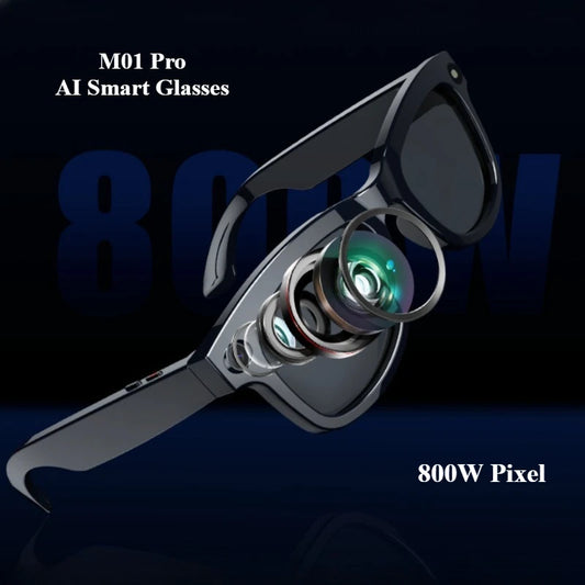 800W Pixel Sunglasses M01Pro AI Smart Intelligent Translation Glasses, Object Recognition Voice Assistant, Call Music