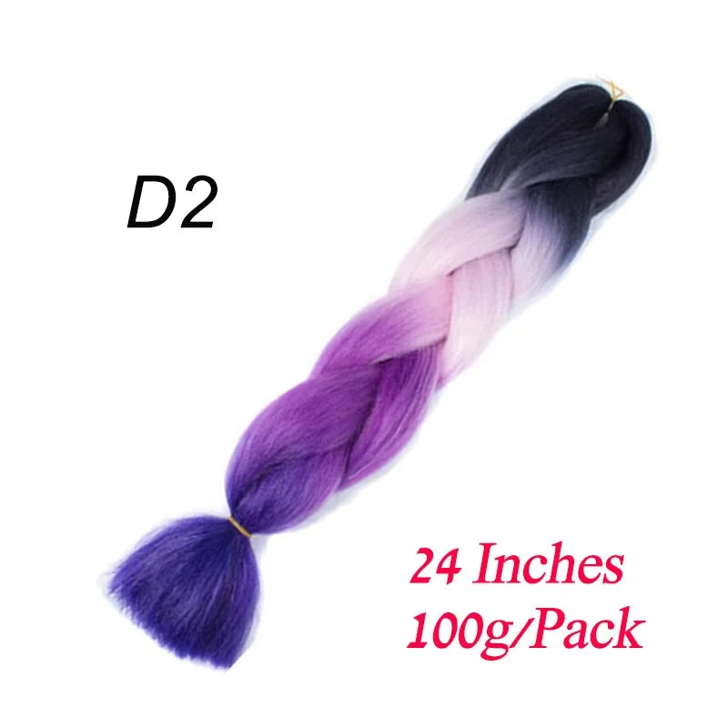Synthetic Jumbo Braiding Hair Extension 24 " Heat Resistant Fiber In Bulk Ombre Synthetic Jumbo Braids Hair For Red Black Women