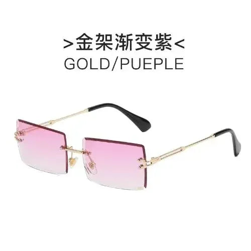 Unisex Small Rimless Sunglasses Man Woman Fashion Gradient Sun Glasses Eyewear Vintage Luxury Brand Designer Traveling Shades