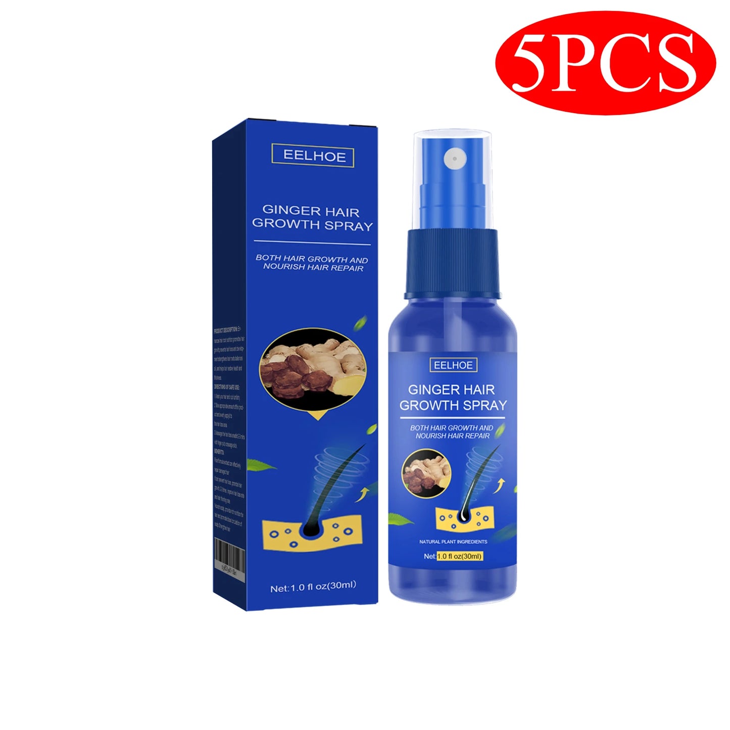 Ginger Hair Growth Serum Spray Essence Prevent Hair Loss Scalp Treatment Improve Alopecia Strengthening Roots Hair Care Fluid