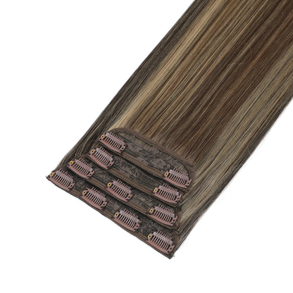 24Inchs Clips in Hair Extensions Long Straight Hairstyle Synthetic Blonde Black Hairpieces Heat Resistant False Hair