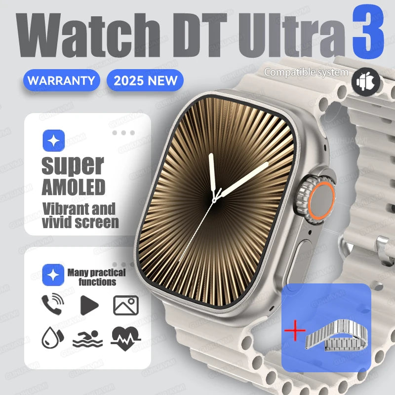 2025 New Original Watch DT Ultra 3 Pro Smart Watch Men Google Map NFC GPS Tracker HD BT Call IP68 Waterproof Smart Watches Women