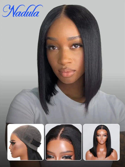 Nadula 7x5 Bye Bye Knots™ & 13x4 Pre-Everything™ Yaki Straight Short Bob Wig Natural Looking Glueless Wig with Invisi Drawstring