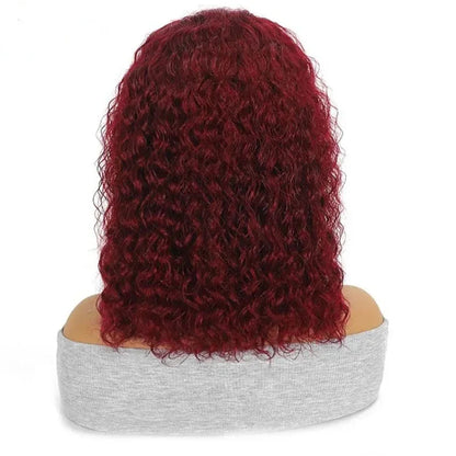 200% Density 99J Burgundy Short Deep Water Wave 13x4 Lace burgundy HD lace deep wave short bob wigs human hair wigs 16 inches