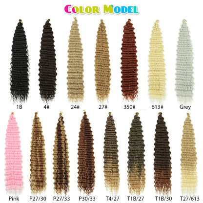 Ocean Wave Crochet Hair Extensions 30Inch Synthetic Deep Twist Curly Crochet Braids Soft Bohemian Water Wave Braid Hair