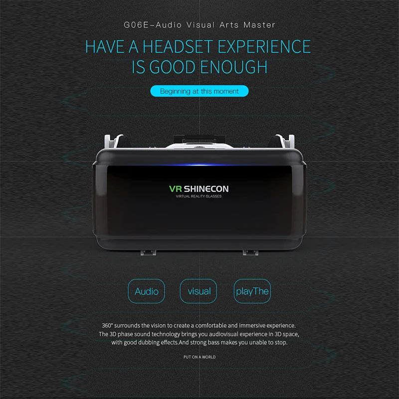 VR Shinecon Casque Helmet 3D Glasses Virtual Reality Augmented For iPhone Android Smartphone Smart Phone Goggle Mobile Viar Game
