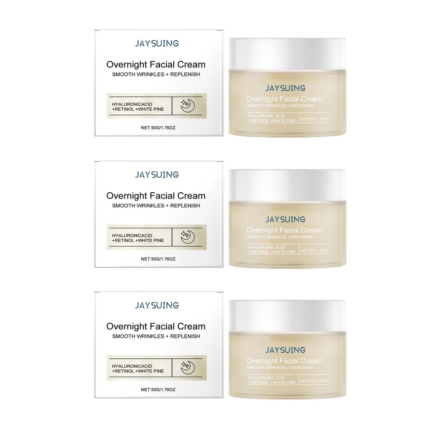 Pine Hydrating Face Night Cream Hyaluronic Acid Retinol Moisturizer Skincare Brightening Restore Tighten Overnight Facial Cream