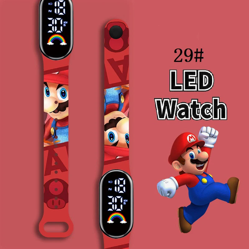 Mario Bros Children's Watches Action Figures Luigi Princess Peach Yoshi Bowser kids Sport Wristband Waterproof Digital Watch