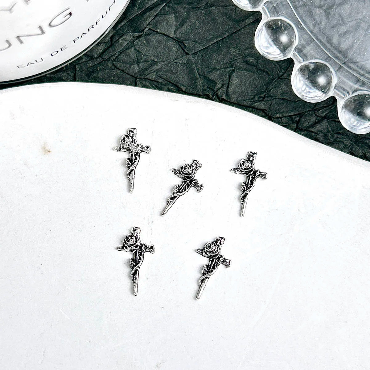 20PCS Multiple Style Classic Cross Alloy Nail Art Decorations 3D Minimalist Creative Cross Cool Style Nail Charms DIY Nail Parts