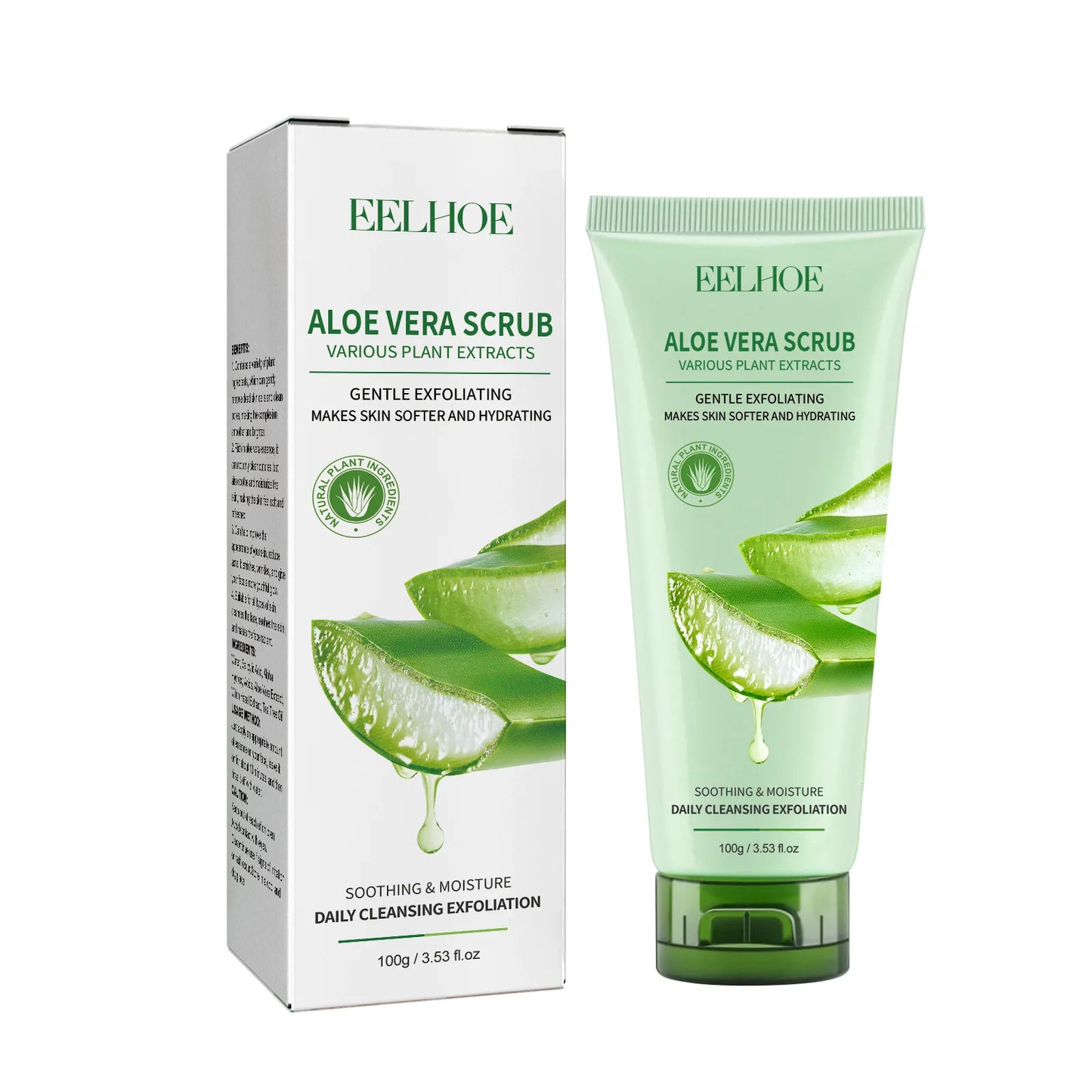 Aloe Vera Facial Exfoliating Scrub Whitening Acne Blackhead Treatment Deep Cleansing Pores Peeling Gel Face Body Skin Care Cream