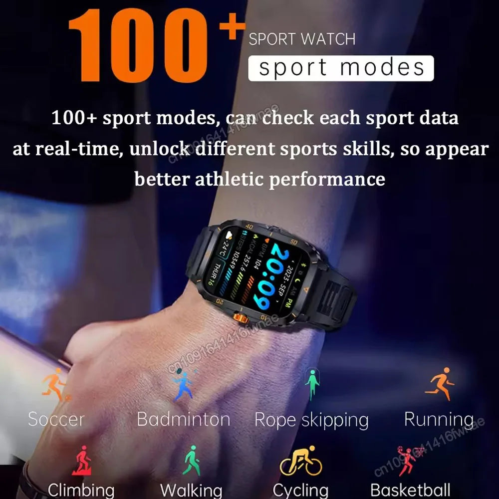 Men Sports Smart Watch 1.96'' Screen Blood Oxygen Bluetooth Talking Watch Multi Sports Modes IP68 Waterproof Outdoor Smart Watch
