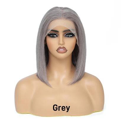 Pink Short Bob Wig Human Hair HD Lace Front Wigs Straight Ombre Honey Blonde Red Pink Silver 13X4 Cut Lace Frontal Wig