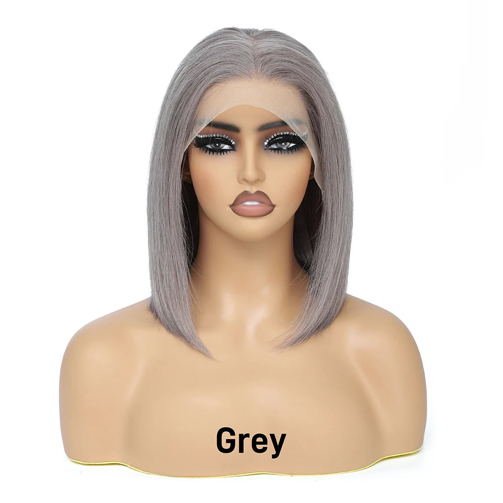 Red Short Bob Wig Human Hair HD Lace Front Wigs Straight 13X4 Blonde 613 Highlight Pink Colored Blunt Cut Lace Frontal Wig 13x6