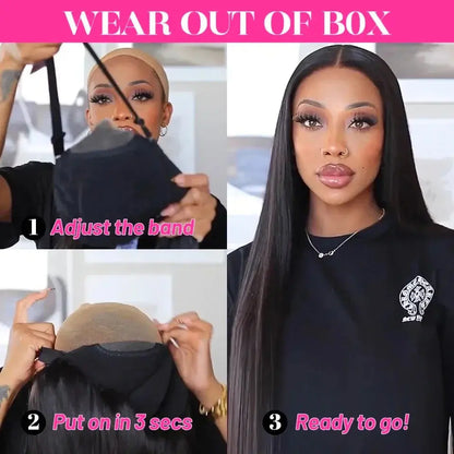 Wear And Go 5x5 9x6 Straight Glueless Wig Human Hair Ready To Wear Brazilian Lace Front Closure Wigs For Black Women Preplucked