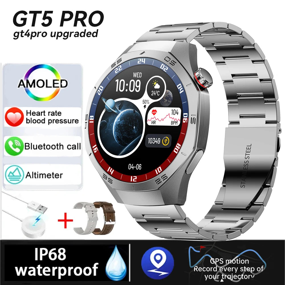 Original New S5 Smartwatch Men 360*360 HD AMOLED Screen GPS Motion Track Heart Rate Bluetooth Call IP68 Waterproof Smartwatch