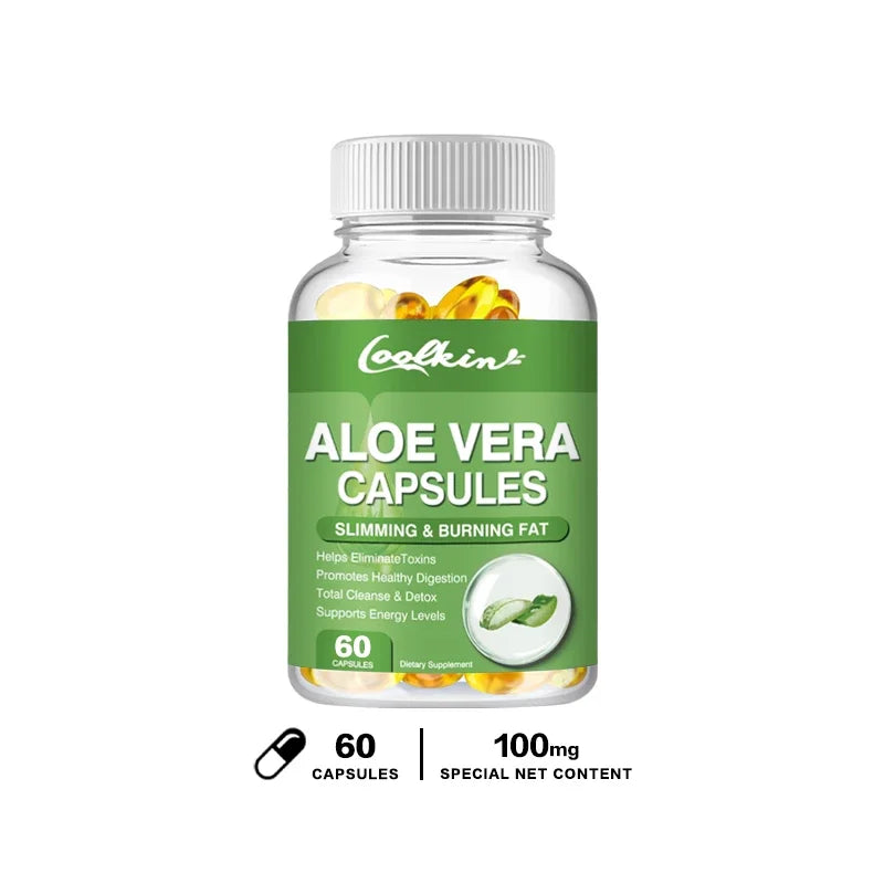 Natural Aloe Vera Extract Capsules, Non-GMO, Dietary Supplement