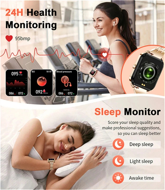 LIGE New Women Smart Watch Full Touch Screen Bluetooth Call Waterproof Watches Sport Fitness Tracker Smartwatch For Android iOS