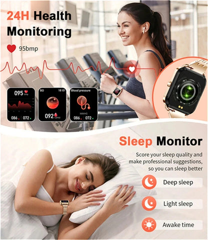 LIGE New Women Smart Watch Full Touch Screen Bluetooth Call Waterproof Watches Sport Fitness Tracker Smartwatch For Android iOS