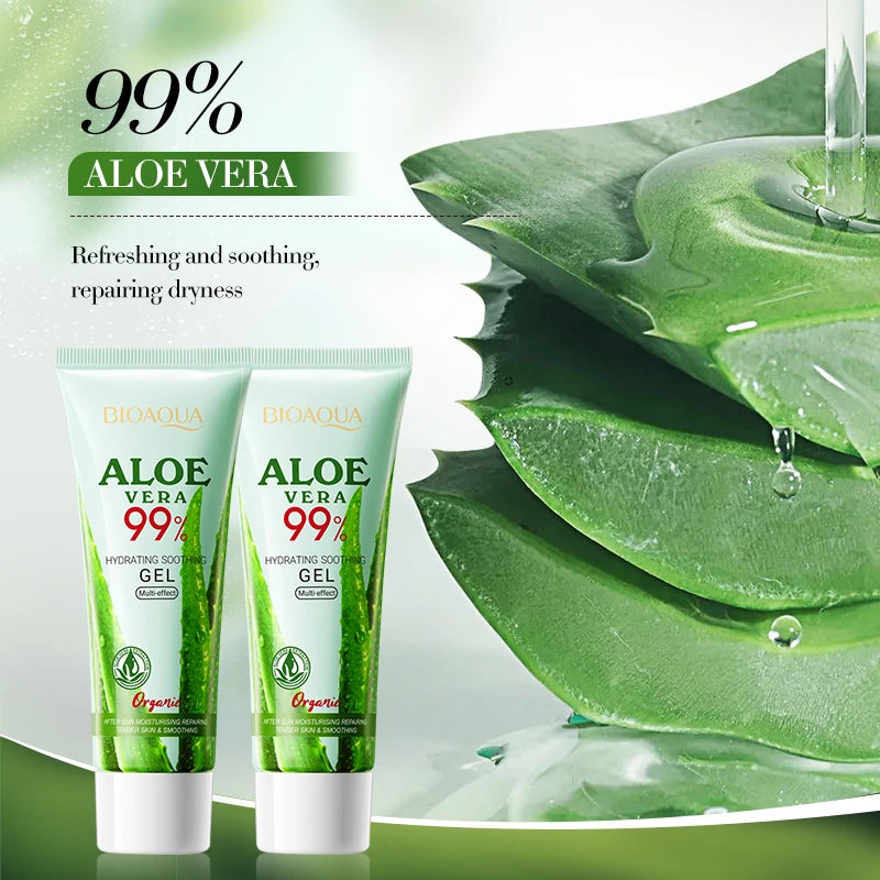 BIOAOUA Soothing Aloe Vera Gel For Face & Body Hydrating Moisturizing Repairing Sunburn Relief Acne Care For Sensitive Skin