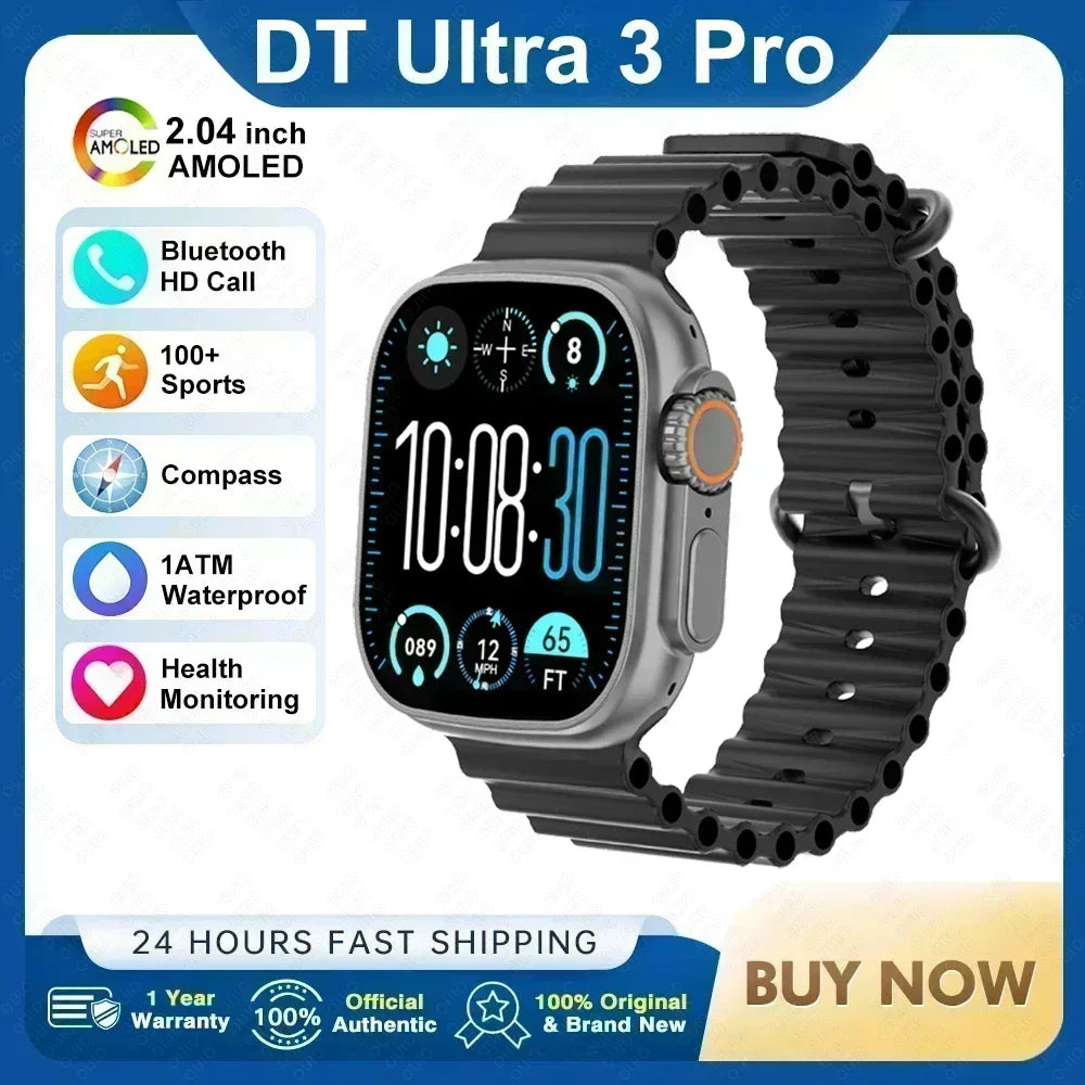 2025 New Original Watch DT Ultra 3 Pro Smart Watch Men Google map NFC GPS Tracker HD BT Call IP68 Waterproof smart watches Women