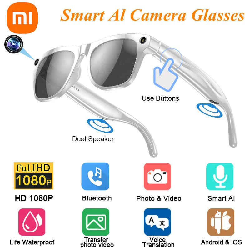 Xiaomi 4K AI Smart Glasses With 100MP Camera Chat GPT Touch Sport Sunglasses Bluetooth Call Video Music Player For Men Women