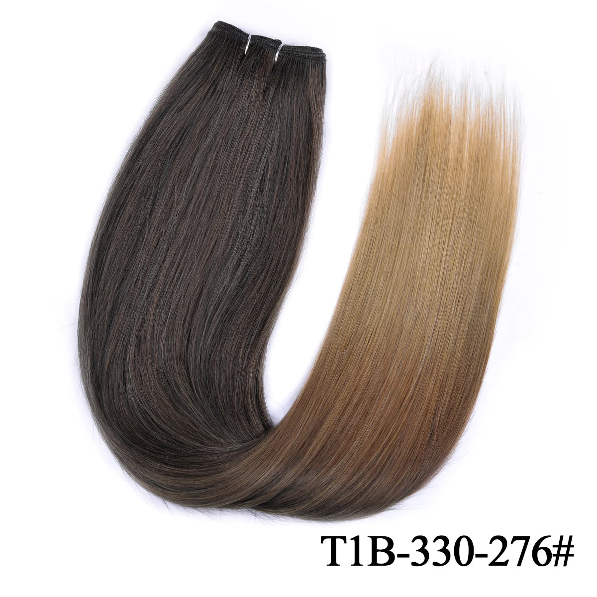 Straight Hair Extensions Synthetic Smooth Ombre Hair Weaving 26 inches brown Synthetic Straight Hair Bundles Full To End