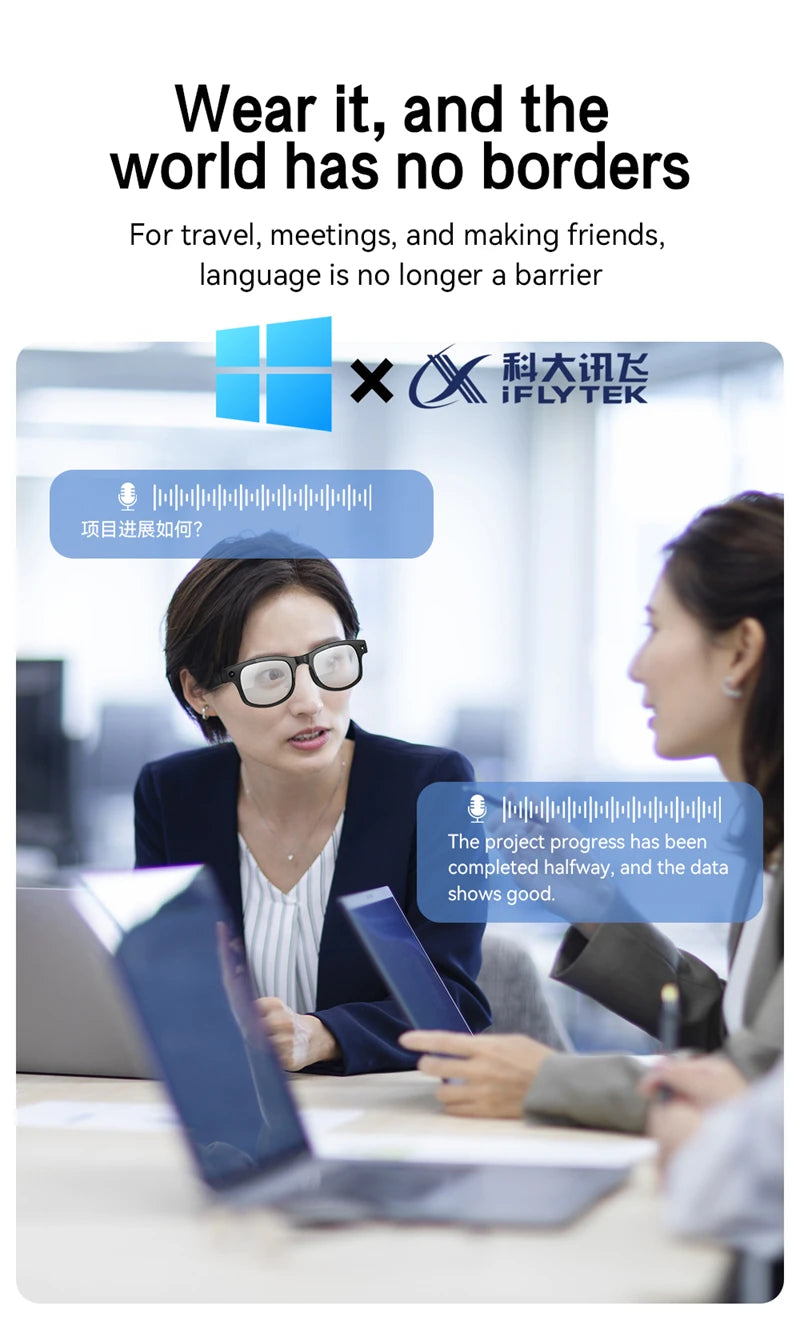 New AI Smart Glasses 800W Pixel Camera 1200P Video Recording AI Translation Music Control Intelligent Wearable Device 2025 Hot