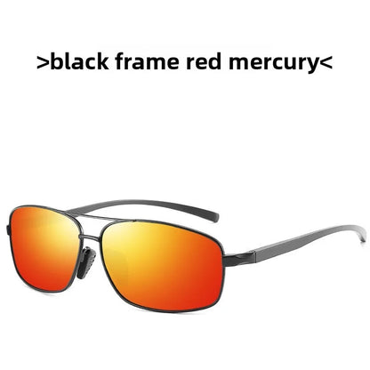 66-20 Men's Large Face Polarized Sunglasses Aluminum Magnesium Rectangular Glasses Driver Sunglasses Driving Glasses Have Degree