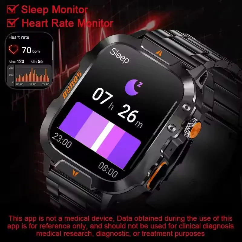 Military Smart Watch Men Waterproof Outdoor Sport Tracker LED Flashlight Bluetooth Call Men Smartwatch Android iOS