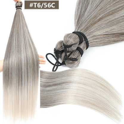 Magicae 28Inches 3Pcs Dark Brown Twist Crochet Braiding Ombre Blond Straight Hair Bundles Extension High Temperature Synthetic