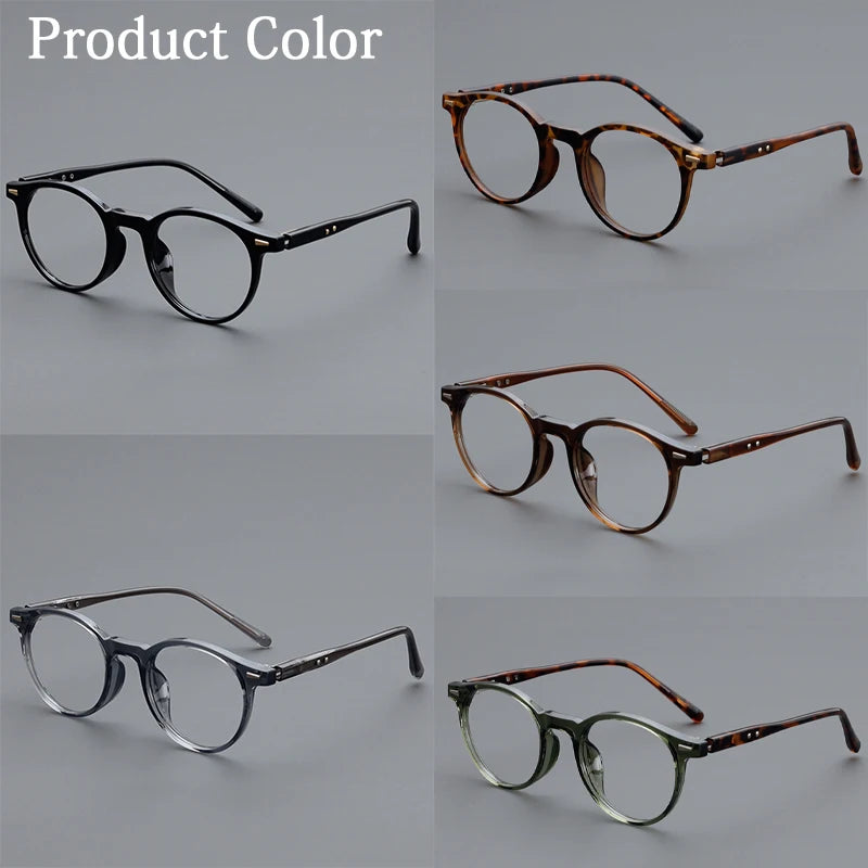 Personality Simple Round Glasses Frame Men Women Ultralight TR90 Rivet Frame Anti Blue LIight Transparent Lens Optical Eyewear