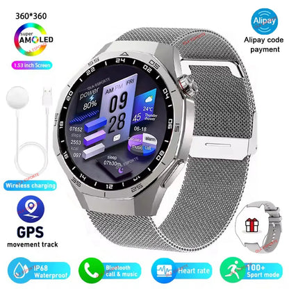 Smart Watch Men Watch 5 Pro AMOLED HD Screen Bluetooth Call GPS Trajectory NFC Heart Rate Monitor Compass SmartWatches 2025 New