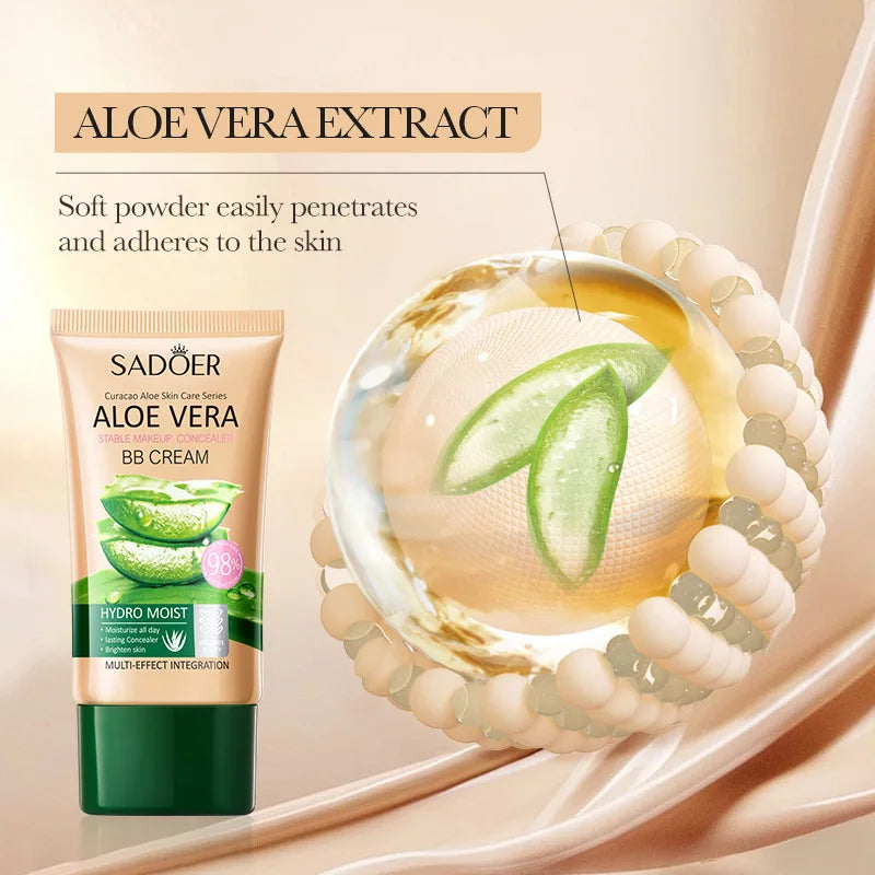 40g Aloe Vera Concealer Bb Cream, Repairing and Repairing Makeup, Powerful Concealer That Does Not Stuffy Dryness, Delicate Texture, Moisturizing Skin, Natural Color and Ivory White Available in Two Colors