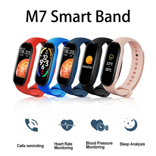 M7 Smart Band Watch Silicone Heart Rate Smart Band Varied Dials Fitness Tracker Blood Pressure Sport Bracelet For Mi Band 7