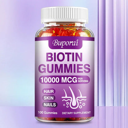 Biotin Gummies 10000mcg - Supports Healthy Hair, Skin and Nails, Boosts Immunity, and Improves Digestion and Absorption