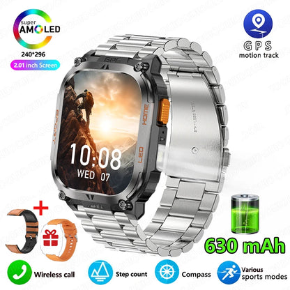 2025 New GPS Track Smart Watch Men IP68 Waterproof 2.01-inch HD Screen Compass 630mah Battery Bluetooth Call Outdoor Smart watch
