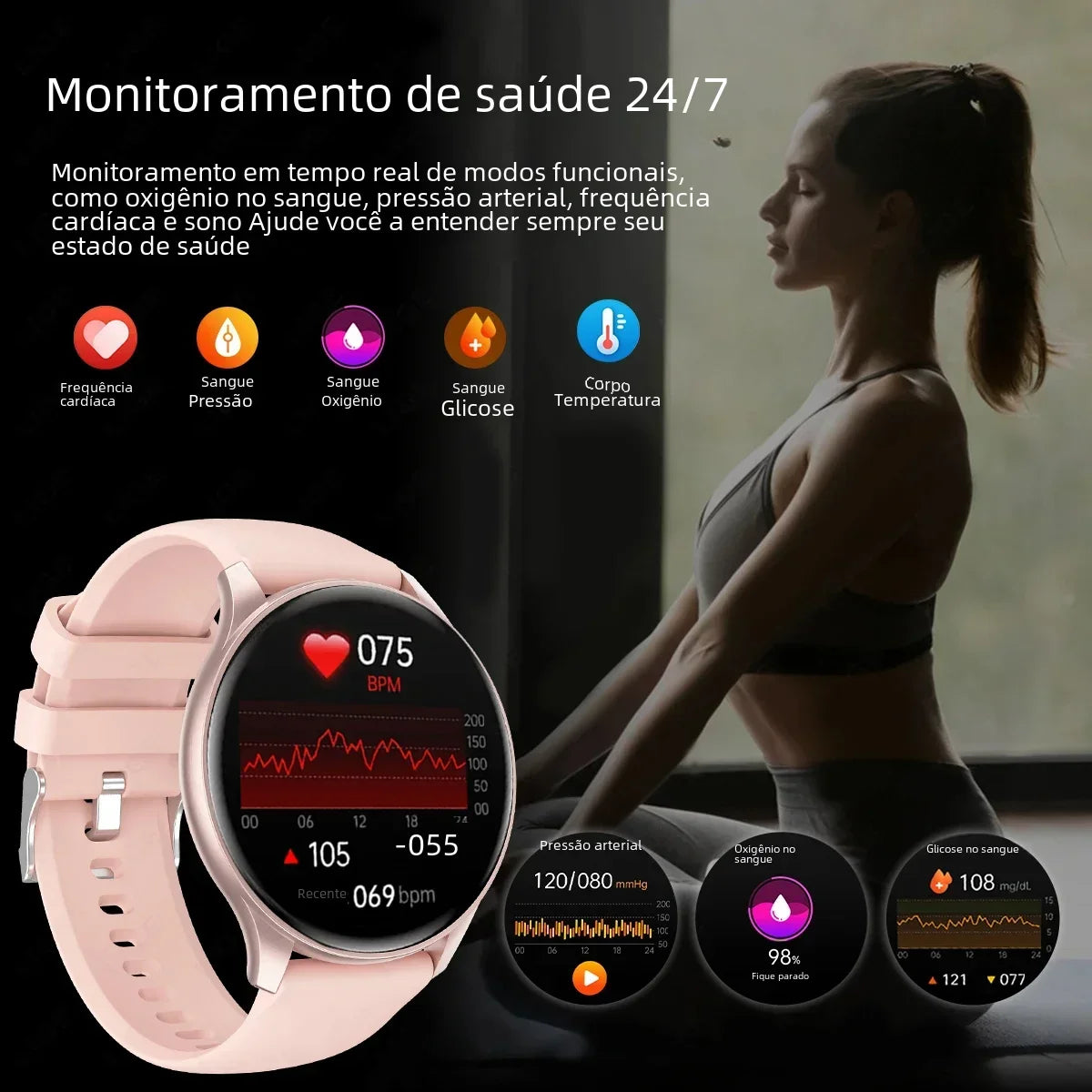 2025New Smartwatch Women 466*466 AMOLED 1.43" HD Screen Blood Pressure Monitor Bluetooth Call IP68 Waterproof Sports Smart Watch
