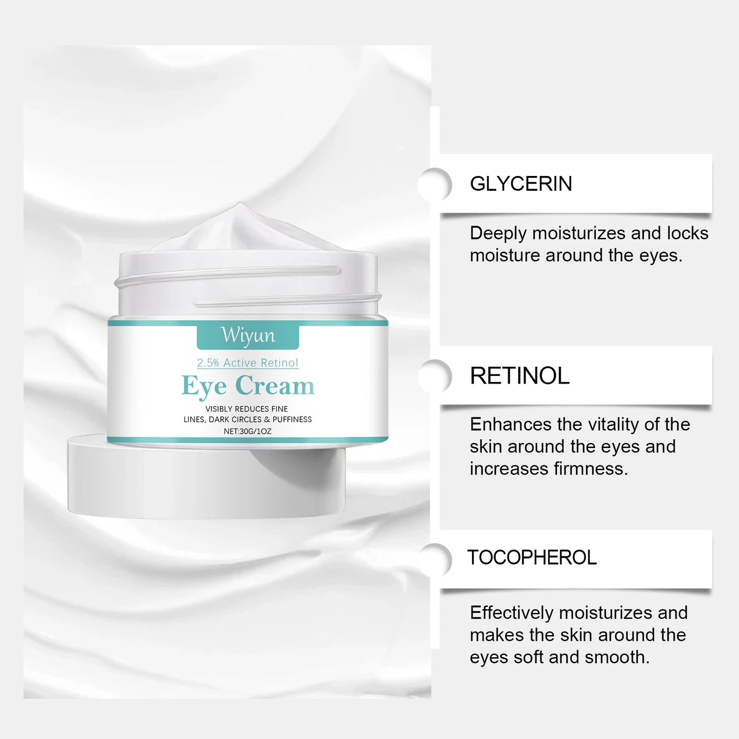 Retinol Eye Cream for Dark Circles Daily Anti-Aging Under Eye Cream Fight Fine Lines Wrinkles Puffiness Removal Eye Skin Care