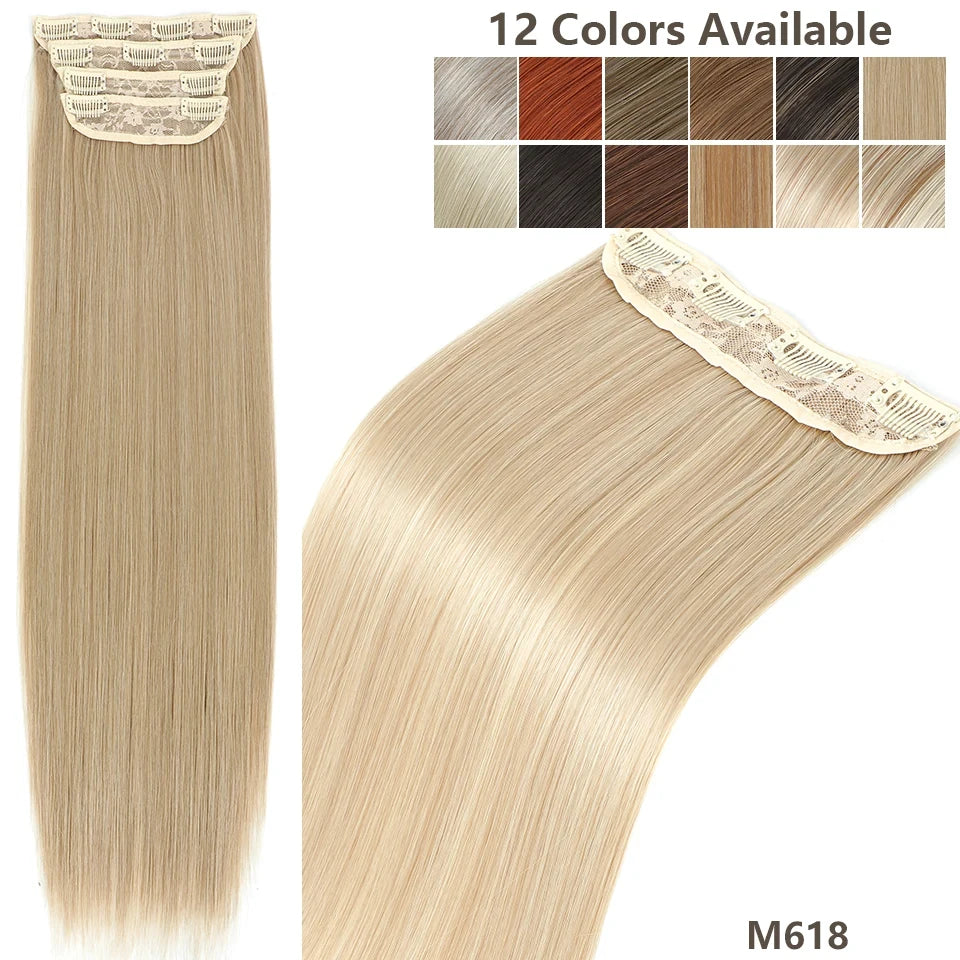 26 Inches Clips IN Straight Brown 12# Colored Ombre Blond P27/30/613 Hair Extensions 4Pcs/pack Silky Straight High Temperature