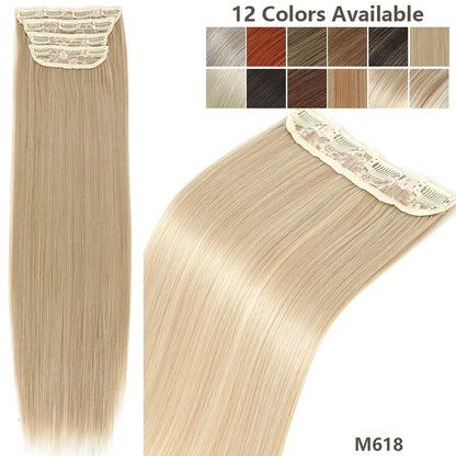 26 Inches Clips IN Straight Brown 12# Colored Ombre Blond P27/30/613 Hair Extensions 4Pcs/pack Silky Straight High Temperature